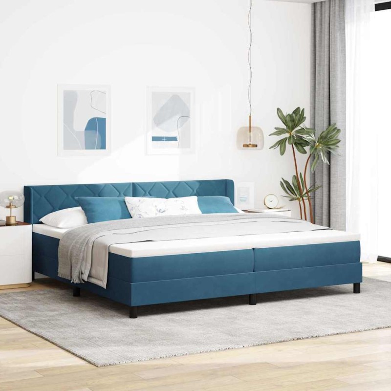 vidaXL Letto Box Spring con Materasso Blu Scuro 200x200 cm Velluto vidaXL Letto Box Spring con Materasso Blu Scuro 200x200 cm Velluto
