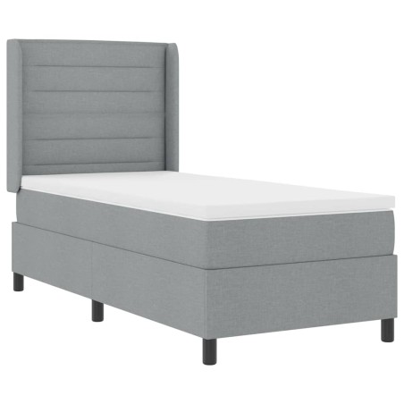 vidaXL Letto a molle con materasso Grigio chiaro 90x190 cm in tessuto