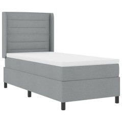 vidaXL Letto a molle con materasso grigio chiaro 90x200 cm in tessuto