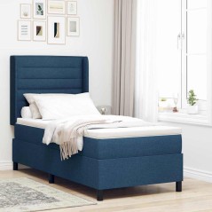 vidaXL Letto a molle con materasso - Blu, 90x200 cm, Tessuto