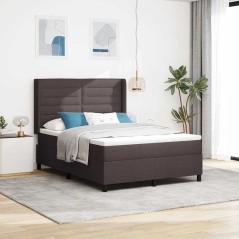 vidaXL Rete a molle con materasso marrone scuro 160x200 cm in tessuto