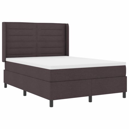 vidaXL Rete a molle con materasso marrone scuro 160x200 cm in tessuto