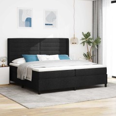 vidaXL Letto con molle e materasso - Nero, 200x200 cm, in tessuto