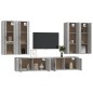 Set di Mobili Porta TV 6 pz Grigio Sonoma in Legno Multistrato Set di Mobili Porta TV 6 pz Grigio Sonoma in Legno Multistrato