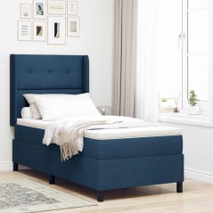 vidaXL Letto a molle box con materasso blu 90x200 cm in tessuto