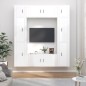 Set Mobili Porta TV 8pz Bianco Lucido in Legno Multistrato Set Mobili Porta TV 8pz Bianco Lucido in Legno Multistrato