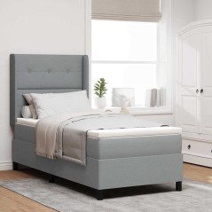 vidaXL Letto a molle con materasso Grigio chiaro 100x200 cm in tessuto