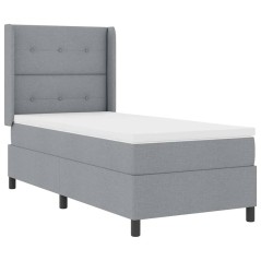 vidaXL Letto a molle con materasso Grigio chiaro 100x200 cm in tessuto