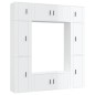 Set Mobili Porta TV 8pz Bianco Lucido in Legno Multistrato Set Mobili Porta TV 8pz Bianco Lucido in Legno Multistrato