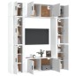 Set Mobili Porta TV 8pz Bianco Lucido in Legno Multistrato Set Mobili Porta TV 8pz Bianco Lucido in Legno Multistrato