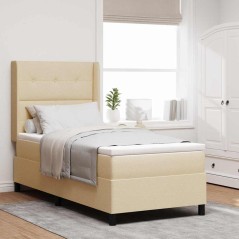 vidaXL Letto con materasso a molle vitaXL - Colore Crema, 100x200 cm in tessuto