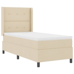 vidaXL Letto con materasso a molle vitaXL - Colore Crema, 100x200 cm in tessuto