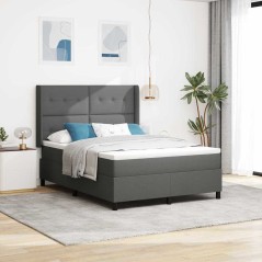 vidaXL Rete letto con materasso grigio scuro 160x200 cm in tessuto