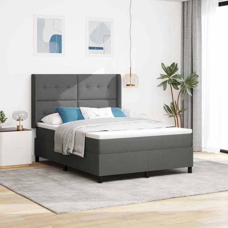 vidaXL Rete letto con materasso grigio scuro 160x200 cm in tessuto vidaXL Rete letto con materasso grigio scuro 160x200 cm in tessuto