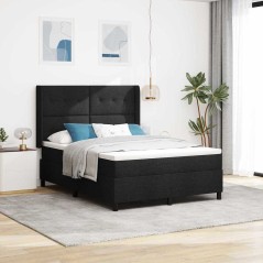 vidaXL Letto a box con materasso Nero 160x200 cm in tessuto