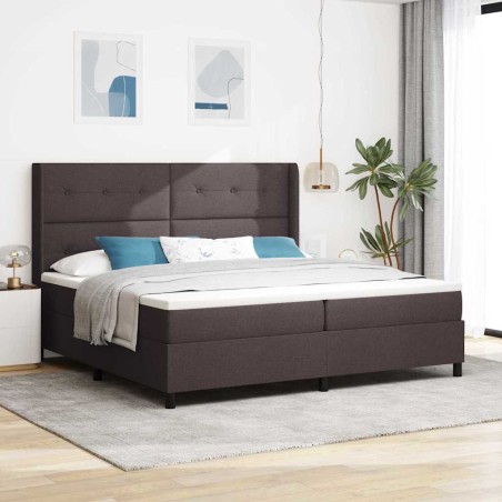 vidaXL Letto a molle con materasso - Marrone Scuro, 200x200 cm in tessuto.
