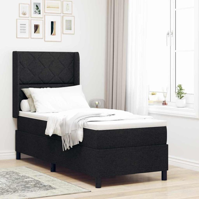 vidaXL Letto a molle con materasso nero 80x200 cm in tessuto vidaXL Letto a molle con materasso nero 80x200 cm in tessuto