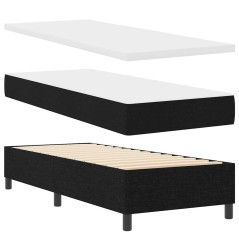vidaXL Letto a molle con materasso nero 80x200 cm in tessuto