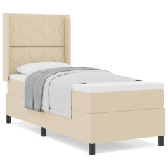 vidaXL Letto a box con materasso crema 80x200 cm in tessuto