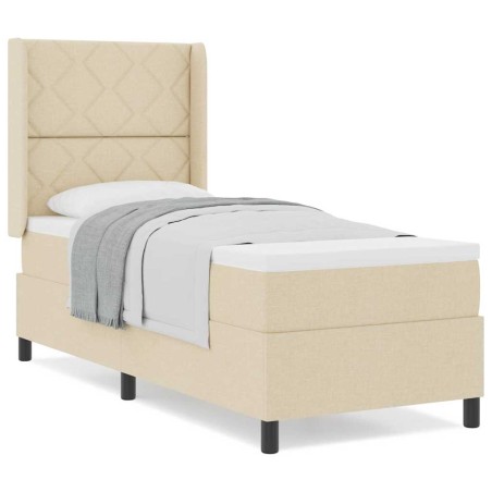 vidaXL Letto a box con materasso crema 80x200 cm in tessuto