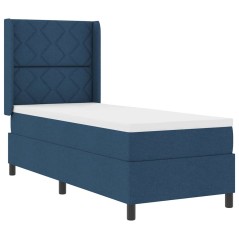 vidaXL Letto a molle con materasso blu - 80x200 cm in tessuto