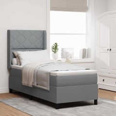 vidaXL Letto a box con materasso grigio chiaro 90 x 190 cm in tessuto