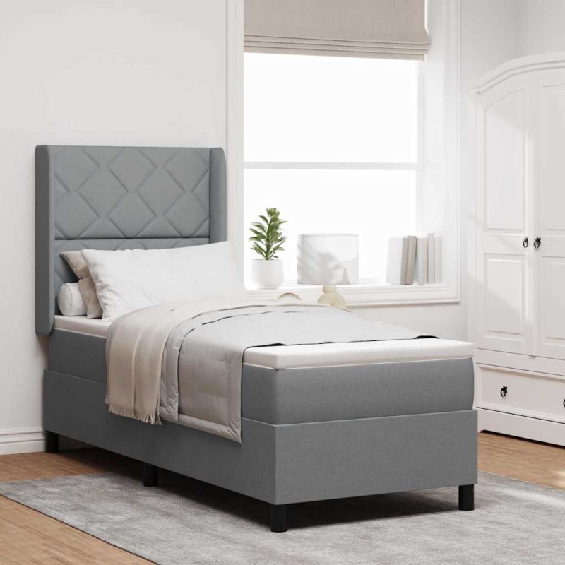 vidaXL Letto a box con materasso grigio chiaro 90 x 190 cm in tessuto vidaXL Letto a box con materasso grigio chiaro 90 x 190 cm in tessuto