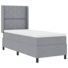 vidaXL Letto a box con materasso grigio chiaro 90 x 190 cm in tessuto