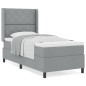vidaXL Letto a molle con materasso Grigio chiaro 90x200 cm in tessuto