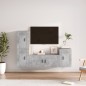Set di Mobili Porta TV 4 pz Grigio Cemento in Legno Multistrato Set di Mobili Porta TV 4 pz Grigio Cemento in Legno Multistrato