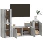 Set di Mobili Porta TV 4 pz Grigio Cemento in Legno Multistrato Set di Mobili Porta TV 4 pz Grigio Cemento in Legno Multistrato