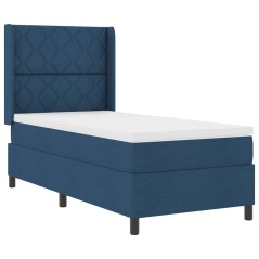 vidaXL Letto a box con materasso Blu 90x200 cm in tessuto