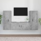Set di Mobili Porta TV 3 pz Grigio Cemento in Legno Multistrato Set di Mobili Porta TV 3 pz Grigio Cemento in Legno Multistrato