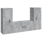 Set di Mobili Porta TV 3 pz Grigio Cemento in Legno Multistrato Set di Mobili Porta TV 3 pz Grigio Cemento in Legno Multistrato