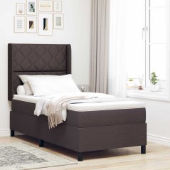 vidaXL Letto a box con materasso - Marrone scuro - 100x200 cm - Tessuto