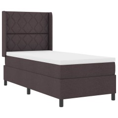 vidaXL Letto a box con materasso - Marrone scuro - 100x200 cm - Tessuto