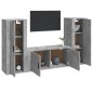 Set di Mobili Porta TV 3 pz Grigio Cemento in Legno Multistrato Set di Mobili Porta TV 3 pz Grigio Cemento in Legno Multistrato