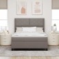 vidaXL Letto con Rete e Materasso in Colore Tortora, 140x190 cm, Tessuto vidaXL Letto con Rete e Materasso in Colore Tortora, 140x190 cm, Tessuto
