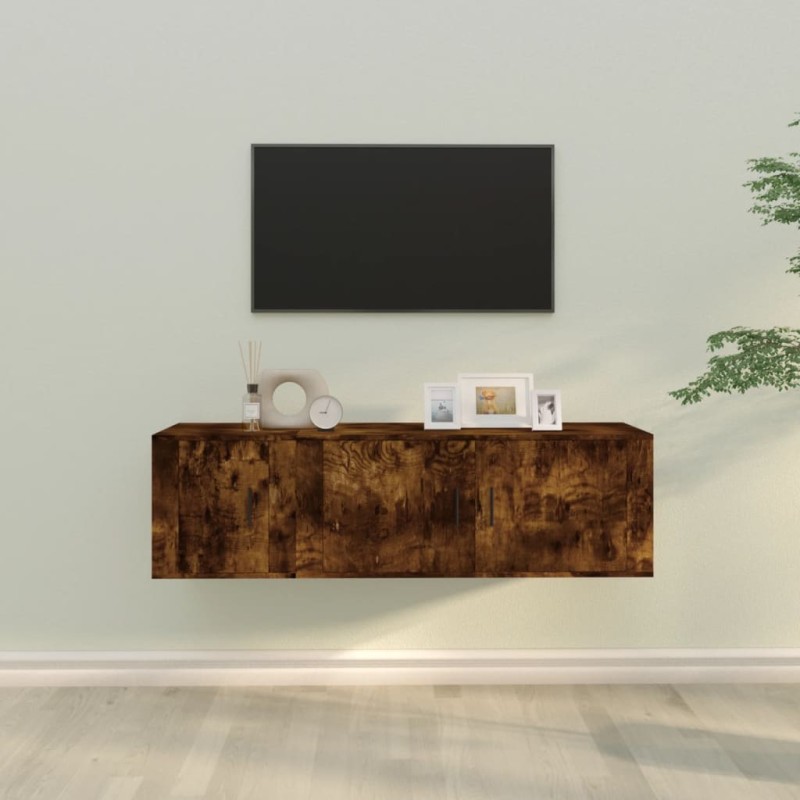 Set Mobili Porta TV 2 pz Rovere Fumo in Legno Multistrato Set Mobili Porta TV 2 pz Rovere Fumo in Legno Multistrato