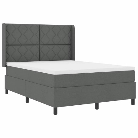 vidaXL Letto a Molle con Materasso Grigio Scuro 140x200 cm in Tessuto