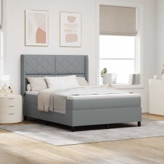 vidaXL Letto con molle e materasso grigio chiaro 160x200 cm in tessuto.