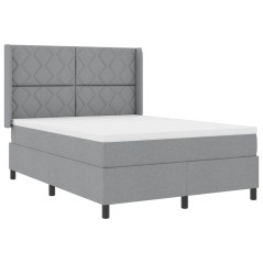 vidaXL Letto con molle e materasso grigio chiaro 160x200 cm in tessuto.