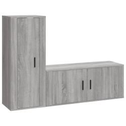 Set Mobili Porta TV 2 pz Grigio Sonoma in Legno Multistrato