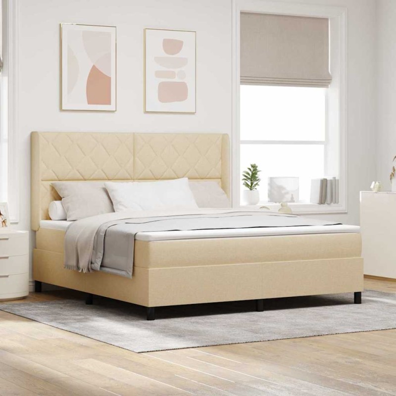 vidaXL Letto con molle e materasso crema 180x200 cm in tessuto