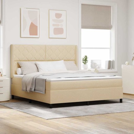 vidaXL Letto con molle e materasso crema 180x200 cm in tessuto