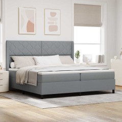 vidaXL Letto a Molle Box con materasso grigio chiaro 200x200 cm in tessuto