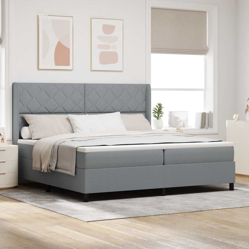 vidaXL Letto a Molle Box con materasso grigio chiaro 200x200 cm in tessuto vidaXL Letto a Molle Box con materasso grigio chiaro 200x200 cm in tessuto