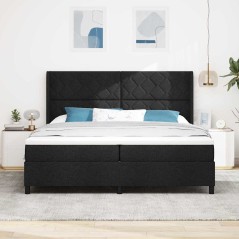 vidaXL Letto a box Nero con materasso - 200 x 200 cm in tessuto