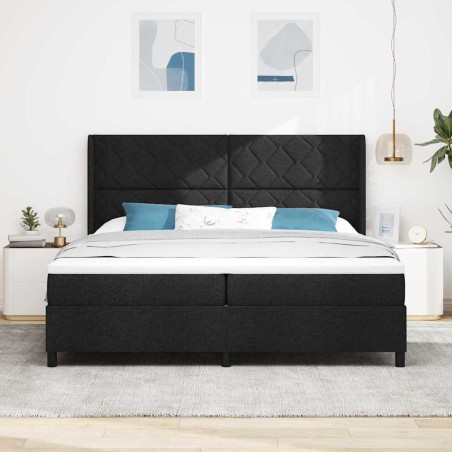 vidaXL Letto a box Nero con materasso - 200 x 200 cm in tessuto