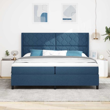 vidaXL Letto con molle e materasso Blu 200x200 cm in tessuto